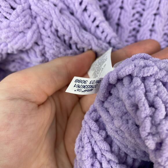 Aerie Cable Car Quarter Zip Sweater Lilac Purple Soft Chenille Oversize Size M - Picture 11 of 11